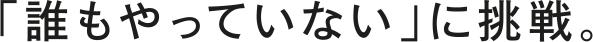 「誰もやっていない」に挑戦。